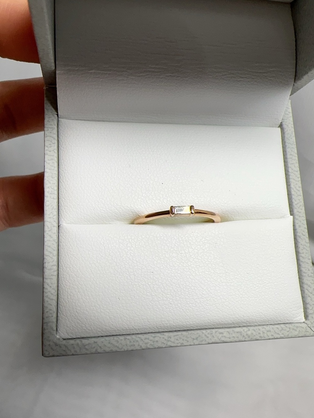 Blue Nile 14K Rose Gold Baguette Natural Diamond Ring, sz 5